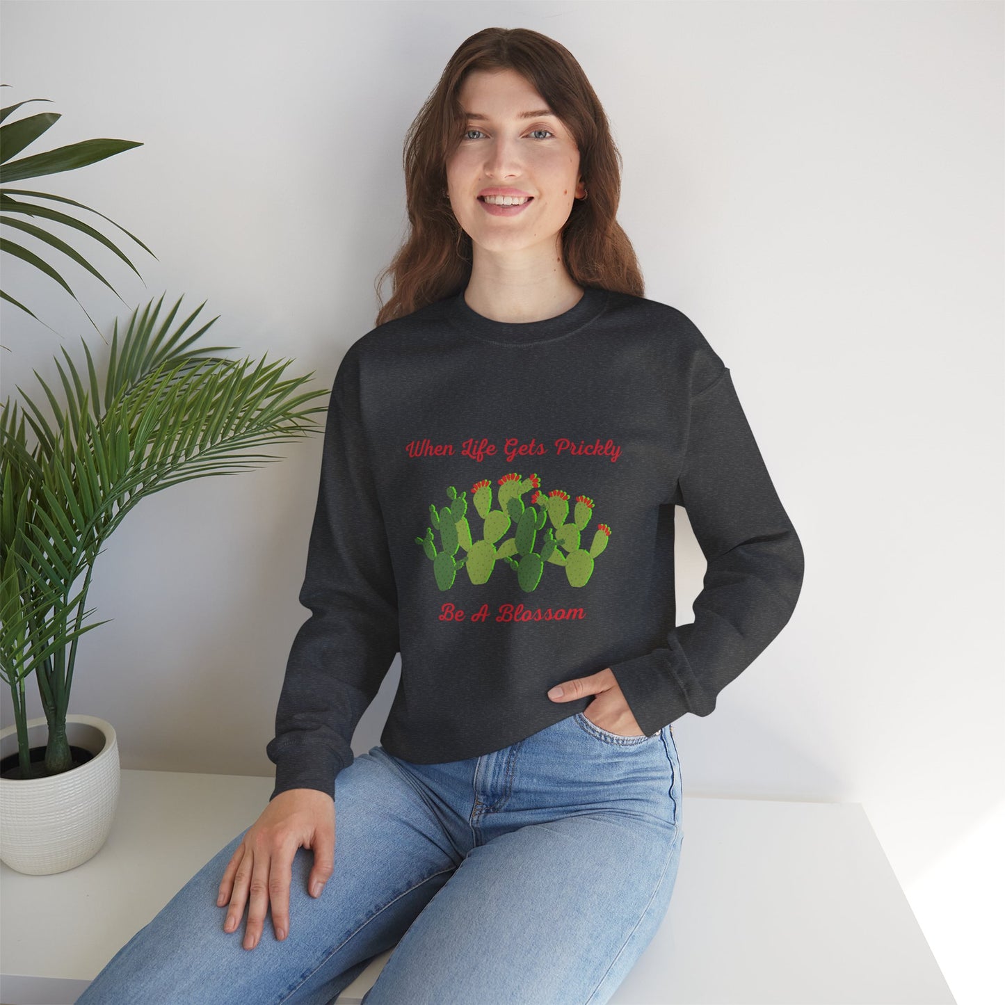 Be A Blossom Red  Unisex Heavy Blend™ Crewneck Sweatshirt