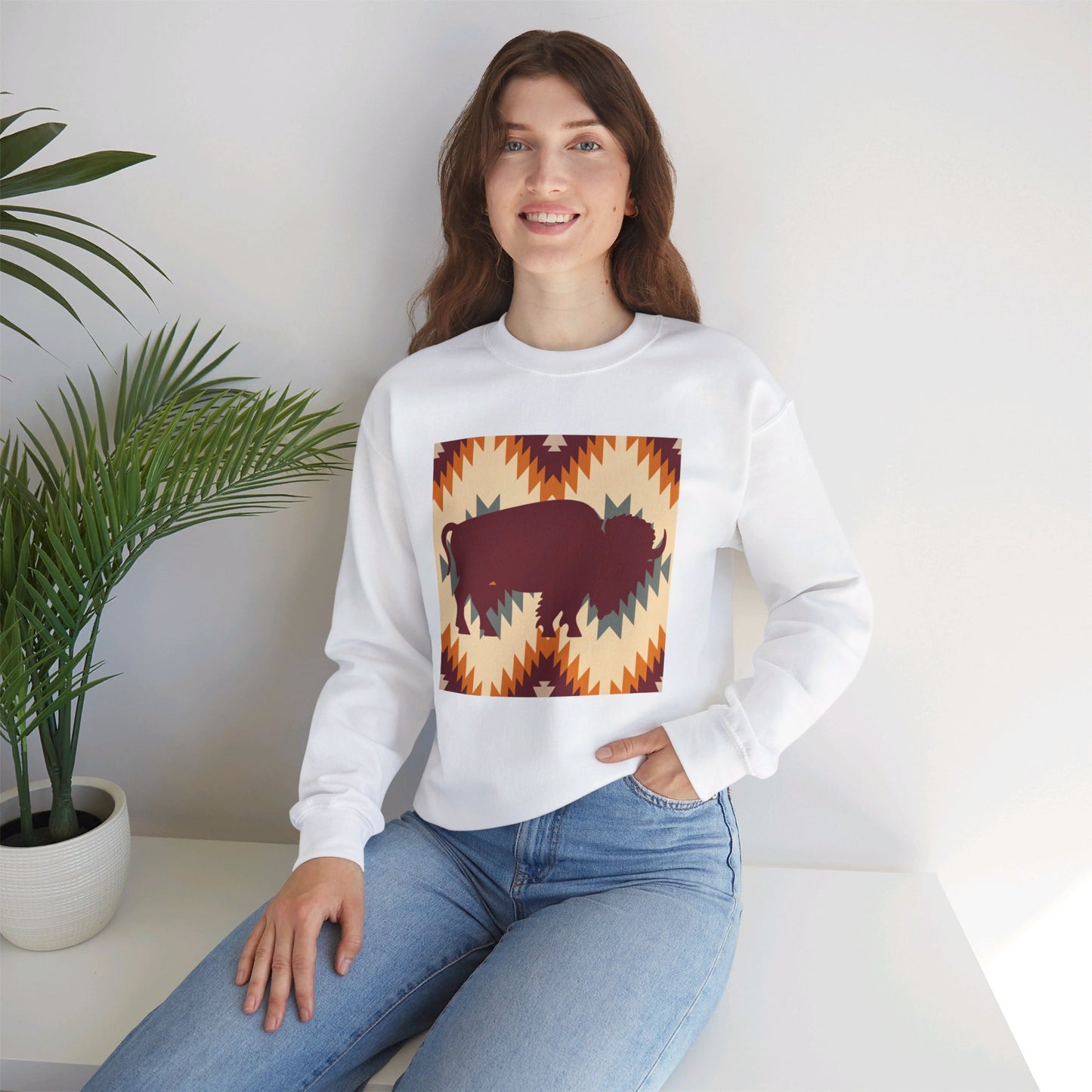 Buffalo Aztec Unisex Heavy Blend™ Crewneck Sweatshirt