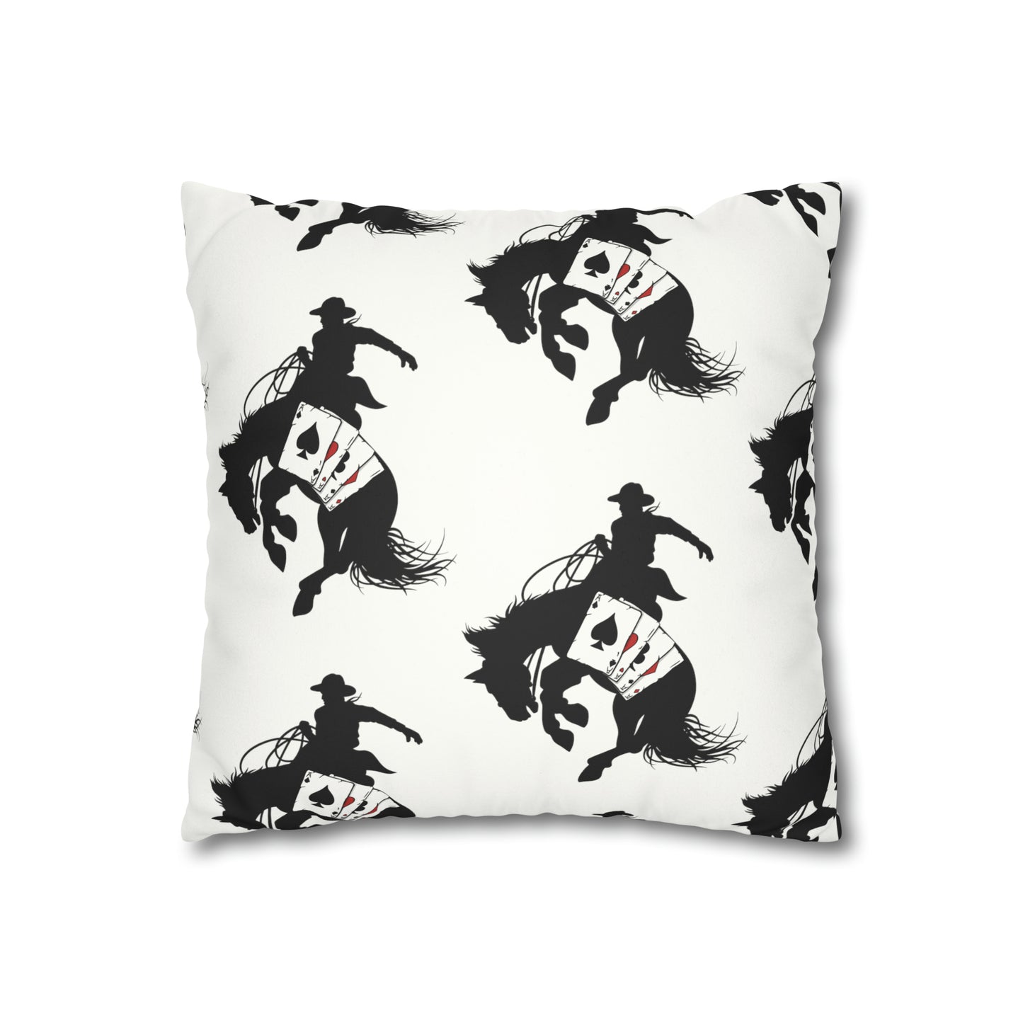 Cowboy Aces Faux Suede Square Pillow Case