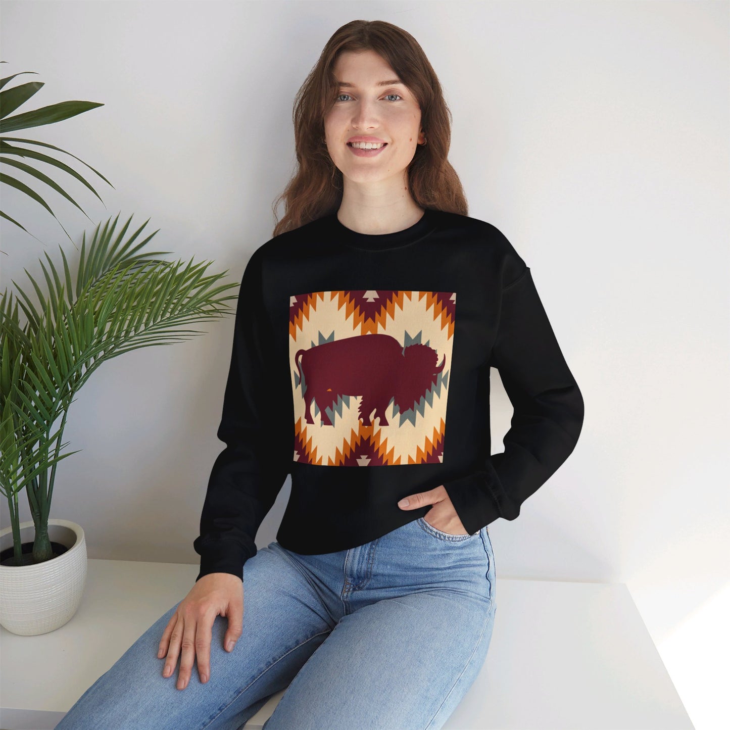 Buffalo Aztec Unisex Heavy Blend™ Crewneck Sweatshirt