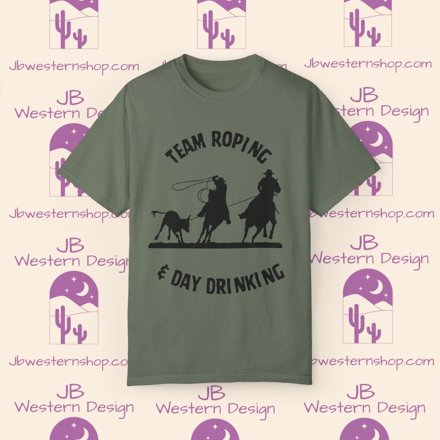 Team Roping & Day Drinking Unisex Garment-Dyed T-shirt