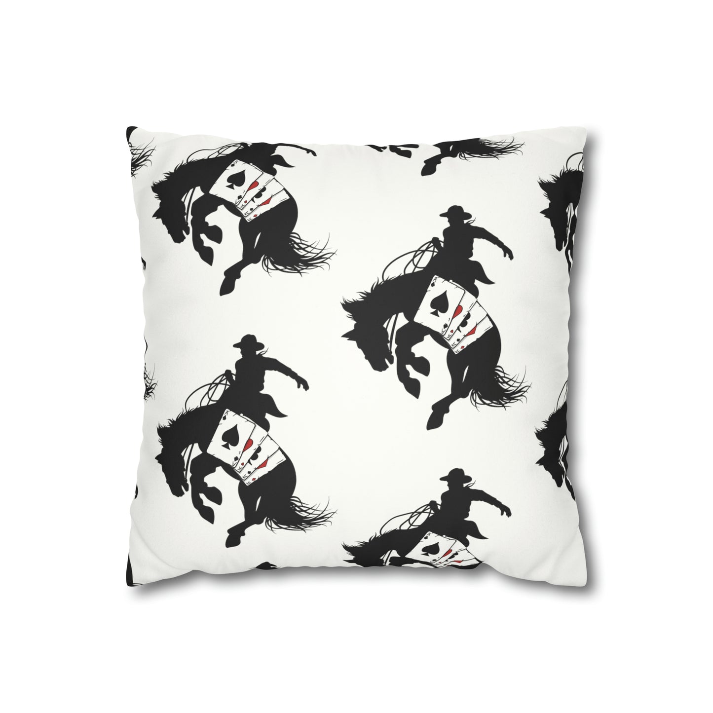 Cowboy Aces Faux Suede Square Pillow Case